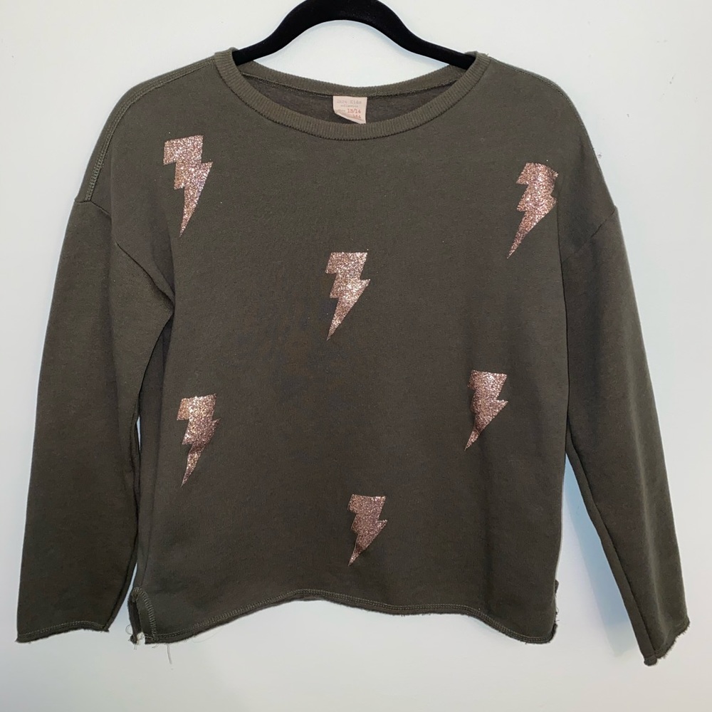 Zara Kids Gold Sparkle Lightning Bolt Sweater